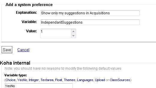 Independant Suggestions system preferance